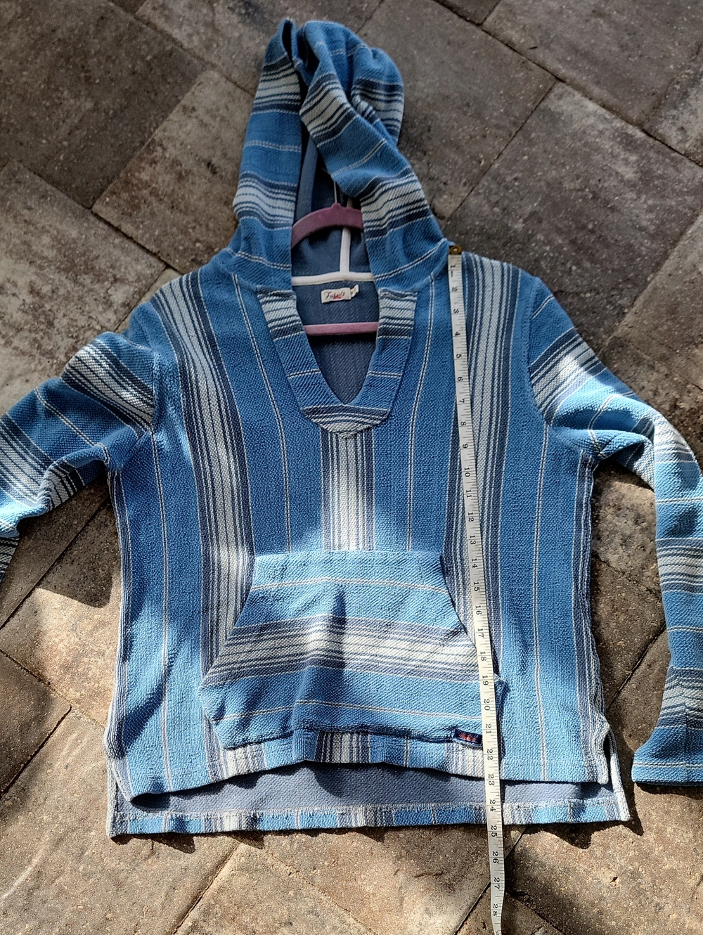 Faherty Terry Hooded Poncho Montauk Blue Serape Sz M - Picture 8 of 13